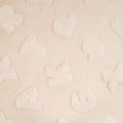 Tissu Fausse Fourrure Imprimé Lettre Ecru