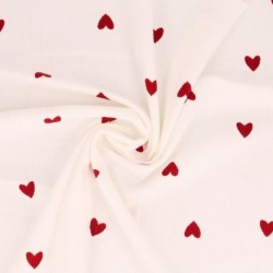 Tissu Jersey Côtelé Imprimé Coeur