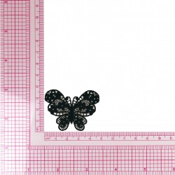 S ecusson papillon dentelle - Noir