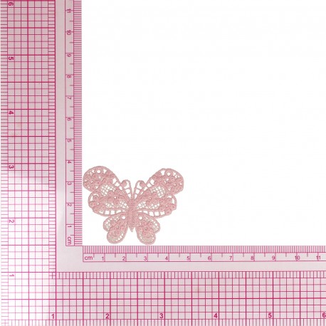 S ecusson papillon dentelle - Rose