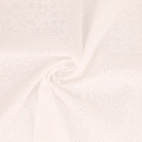 Tissu Broderie Anglaise Coton Divio Blanc