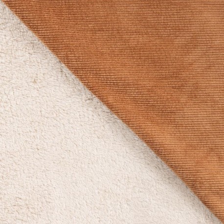 Tissu Velours Côtelé Camel Double Face Sherpa