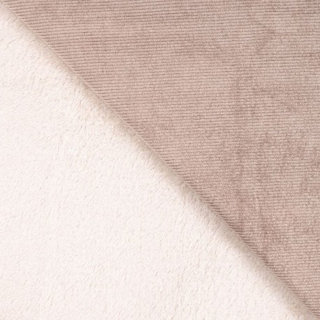 Tissu Velours Côtelé Pierre Double Face Sherpa