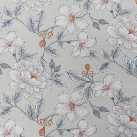 Tissu Moet Imprimé Grosses Fleurs Fond Lin 