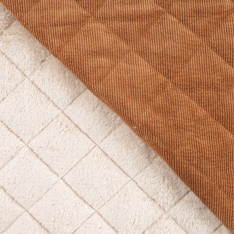 Tissu Velours Côtelé Matelassé Fausse Fourrure Camel