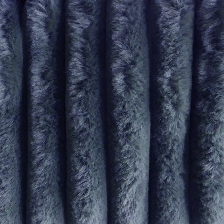 Tissu Toudou Fausse Fourrure Côtelée Marine