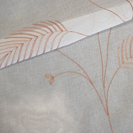 Tissu Etamine Brodée Idia Terracotta