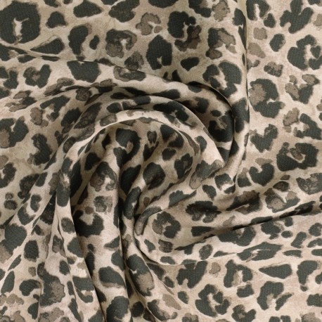 Tissu Crêpe Satin Imprimé Noir Tacheté