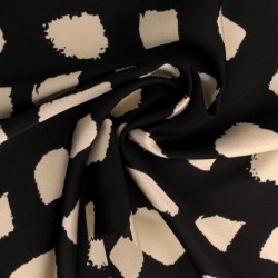 Tissu Crêpe Satin Imprimé Noir