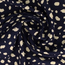 Tissu Viscose Imprimé Marine et blanc