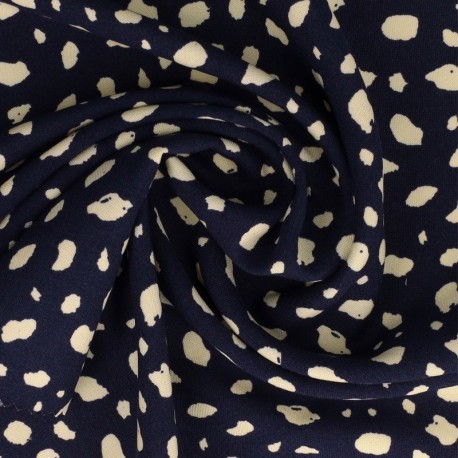 Tissu Viscose Imprimé Marine et blanc