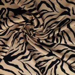 Tissu Viscose Imprimée Noir Zèbre
