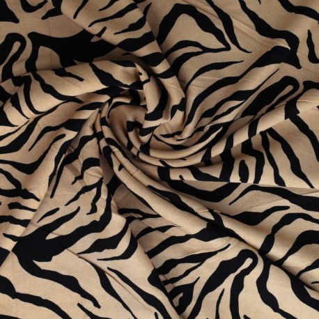 Tissu Viscose Imprimée Noir Zèbre