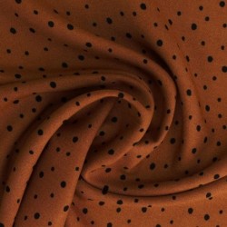 Tissu Viscose Imprimée Fond Camel Pois Noir