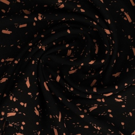 Tissu Viscose Imprimée Noir Marron