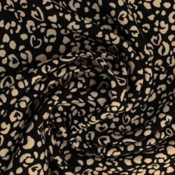 Tissu Viscose Imprimée Léopard Noir