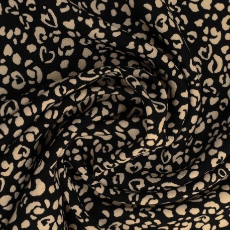 Tissu Viscose Imprimée Léopard Noir