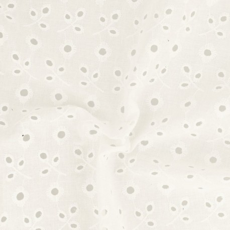 Tissu Broderie Anglaise Ivoire 