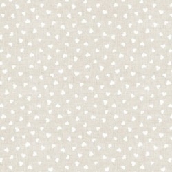 Tissu Toile Loneta Coeur Blanc