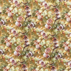 Tissu Imprimé Effet 3d Chipmunk Vert