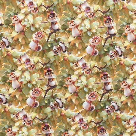 Tissu Imprimé Effet 3d Chipmunk Vert