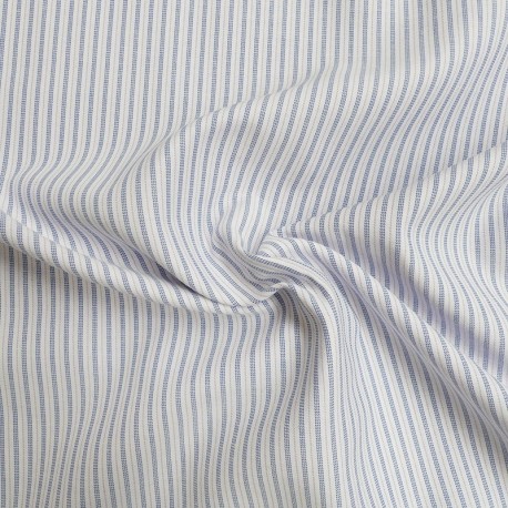 Tissu Toile Chemise Fines Rayures Bleues