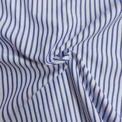 Tissu Toile Chemise Petites Rayures Bleues