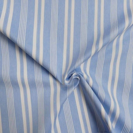 Tissu Toile Chemise Rayé Bleu