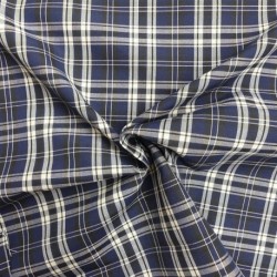 Tissu Toile Chemise Carreaux Bleu Marine