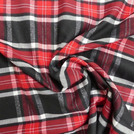 Tissu Toile Chemise Flanelle Rouge