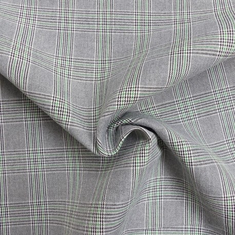 Tissu Toile Chemise Carreaux Gris