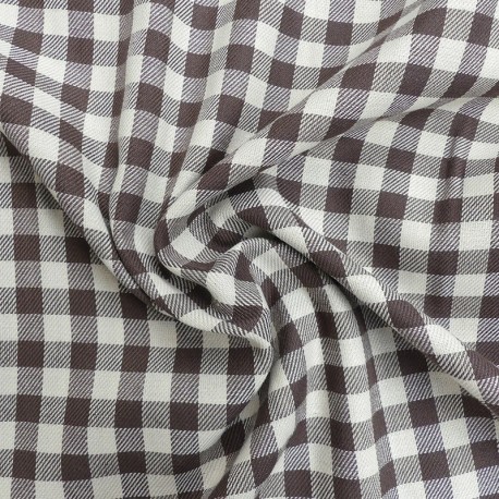 Tissu Toile Chemise Petits Carreaux Blanc Marron