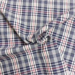Tissu Toile Chemise Carreaux Bleu Rouge