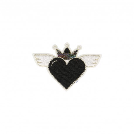 Ecusson coeur avec aile - Noir