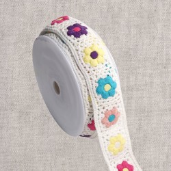 Galon crochet fleur Blanc