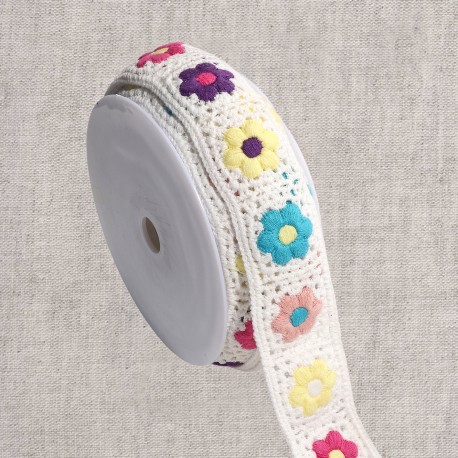 Galon crochet fleur Blanc