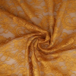 Tissu Dentelle Elastique Roses Cuivre