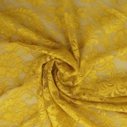Tissu Dentelle Elastique Roses Jaune Vert 