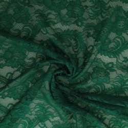 Tissu Dentelle Elastique Roses Vert 