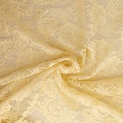 Tissu Dentelle Elastique Roses Ecru Foncé