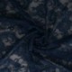 Tissu Dentelle Elastique Roses Bleu 