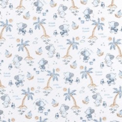 Tissu Coton Imprimé Stephan Bleu