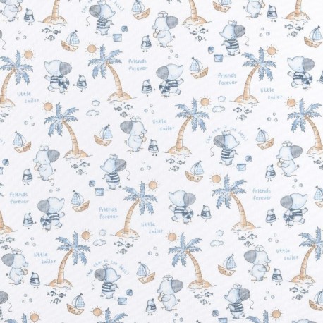 Tissu Coton Imprimé Stephan Bleu