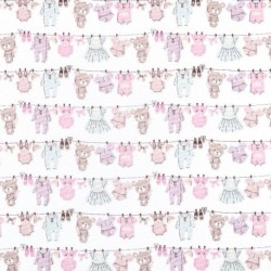 Tissu Coton Imprimé Nursery Rose