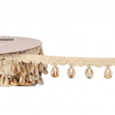 Galon frange coquillages Ecru