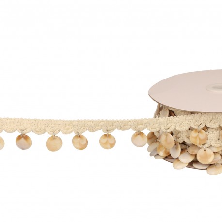 Galon frange coquillages Ecru