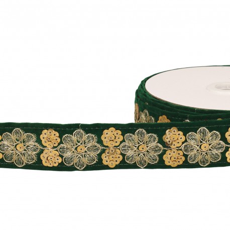 Galon brodé paillettes