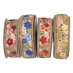 Galon brodé paillettes