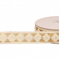 Galon brodé paillettes Beige