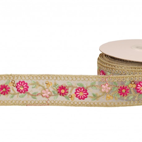 Galon brodé paillettes